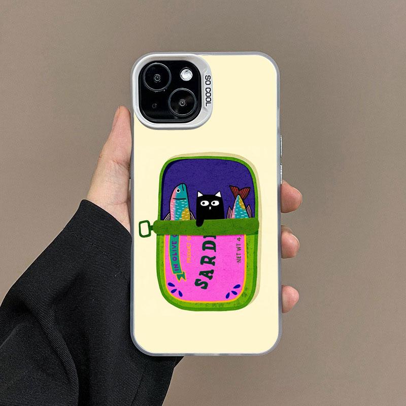 

Sardines Fish Art Laser Phone Case For Iphone 16 15 Pro Max Plus 11 12 13 Mini 14 Pro Max Shockproof Protective Back Shell Cover iphone 13Mini