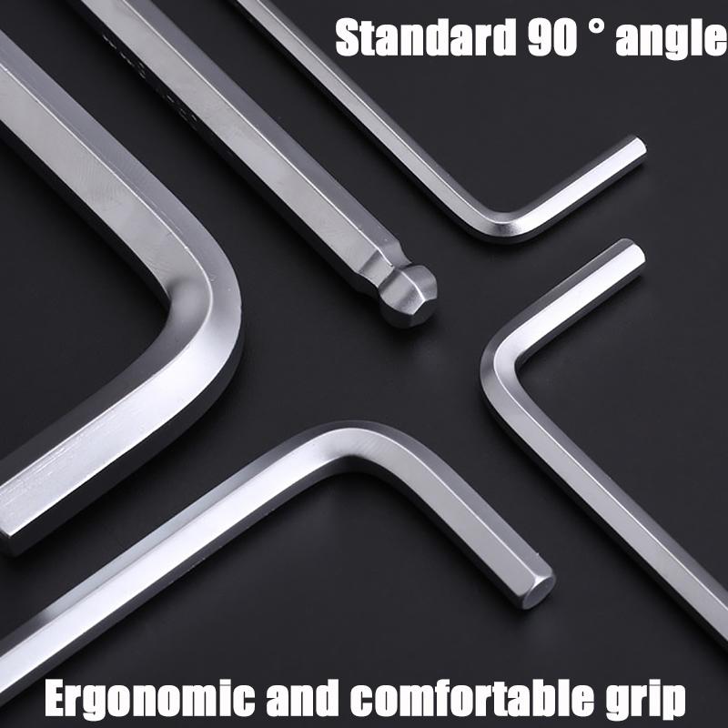 9-teiliger Profi-Sechskantschlüssel 1,5-10 mm 0,06-0,39 Zoll L-förmig Metrisch Präzision Fase Hochwertiger Chrom-Vanadium-Stahl