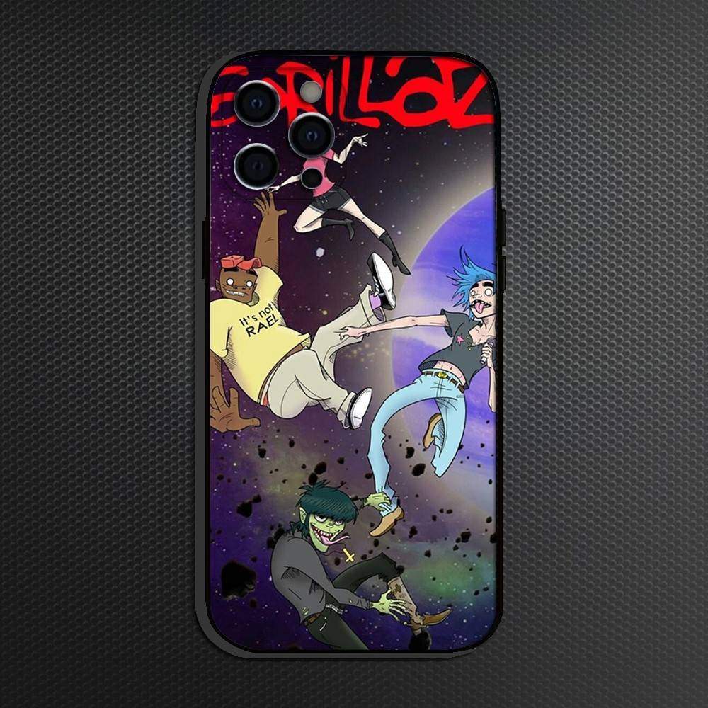 Gorillaz Anime Phone Case For iPhone 16,15,14,13,12,11 Plus,Pro Max, Soft Silicone Black Cover