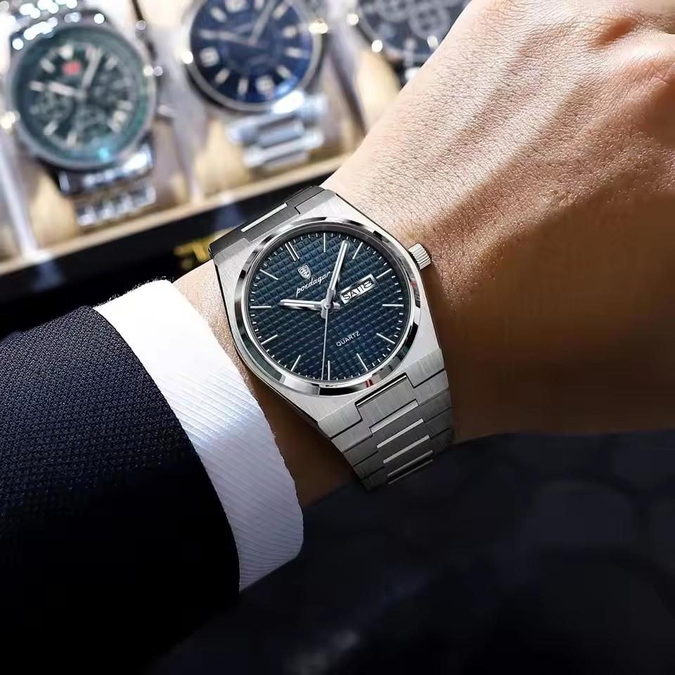 Business Man Watch Luminous Waterproof Stainless Steel Men Wristwatch Date Week Quartz Fashion Casual Men's Watches