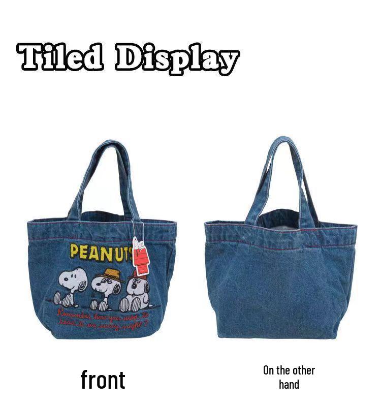 2024 Snoopy Denim Tote: Cute Cartoon Lunch Bag & Small Box