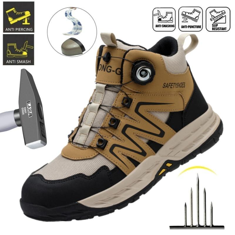 Top Qua Rotating Button Safety Shoes for Men Shoes Composite Toe Work Sneakers Puncture-Proof Indestructible Shoes Work Boots
