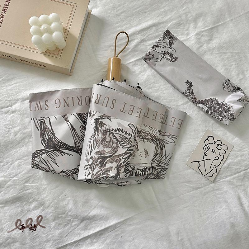 

Зонт складной в ретро-стиле во французском стиле для сельской местности, устойчивый к УФ-излучению, солнцезащитный и дождестойкий, двойного назначения