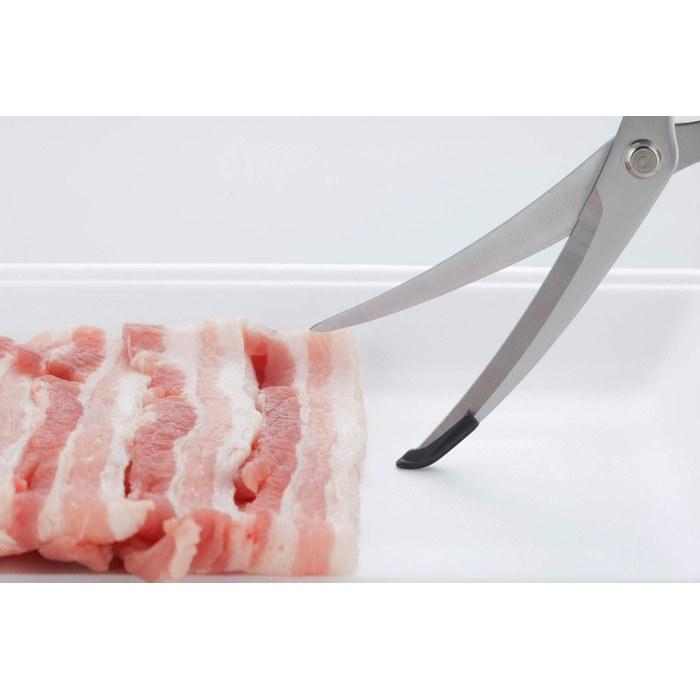 Shimura Kitchen Scissors for Food Prep (Made in Japan) with Blade Guard. Stainless Steel, Curved Blade, Non-Slip. Red. 40840. 8 x 18 x 1.1
