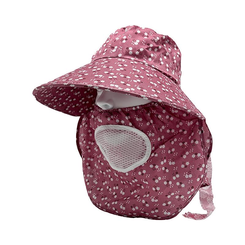 Summer Women's Tea Picking Hat Big Brim Shawl Hat Mask Removable Hat Outdoor Travel Visor Travel Sun Hat