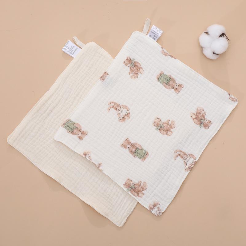 Baby Four-Layer Crepe Cotton Handkerchief - Printed Gauze Towel for Children