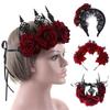 Damen Mädchen Haaraccessoires Maskenball Kostüme Hochzeitsgirlande Halloween Haarbänder Haarkranz Rote Rosenkrone