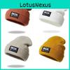 Knitted Hat For Adults With Alphabet Patch Windproof Warm Winter Headgear For Outdoor Skiing