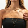 French Retro Autumn Winter Heart Pendant Necklace Minimalist Cool Style Irregular CCB Bead Clavicle Chain for Women Daily Office Jewelry