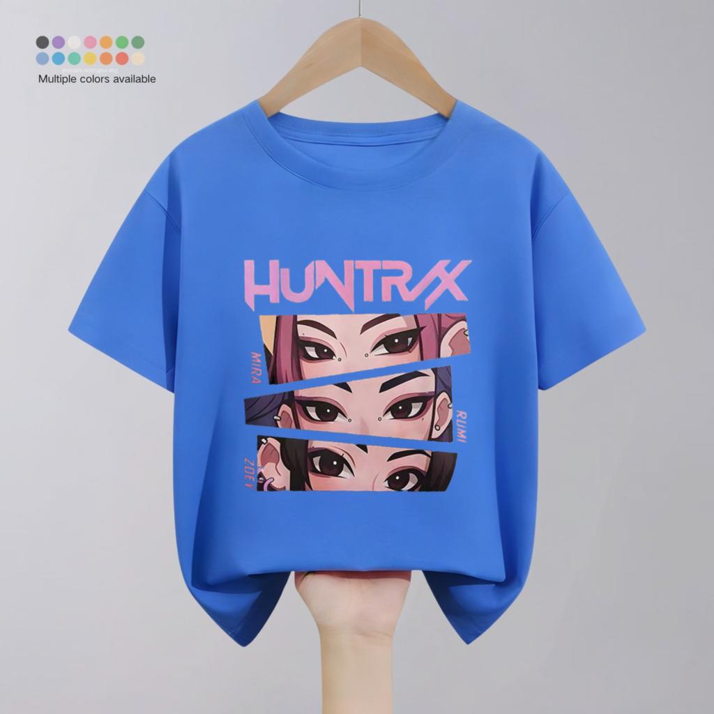 Hunter Girl Group Print Cartoon T-shirt For Girl's Clothing Summer New Fashion Children Short Sleeve Tops Crewneck T Shirts