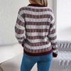 Women's Round Neck Vintage Striped  Long Sleeve Pullover Sweater