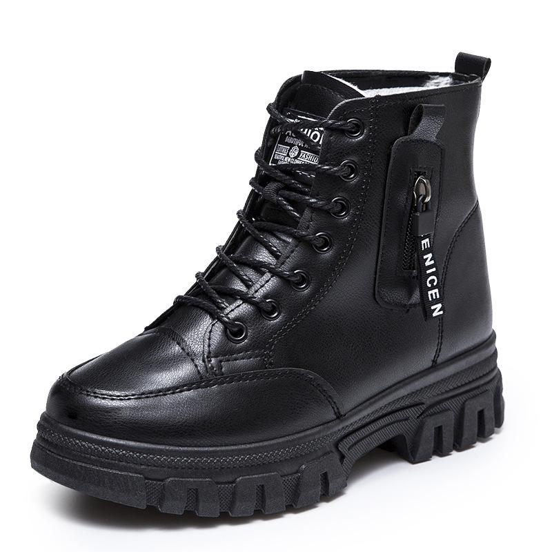 Shoes Fashion Winter Warm Women Black Casual Shoes Plus All-Match Sneakers Thick-Soled