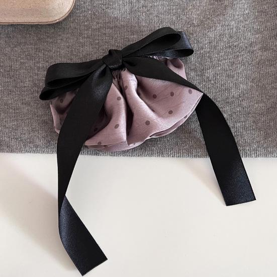 Hairpin French Style Satin Texture Dot Print Ribbon Bowknot Decor Spring Hair Clip Versatile Lightweight Hair Accessory
