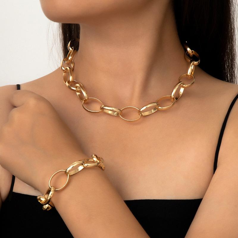 Meier Cool & edgy chain necklace & bracelet set - trendy & unique jewelry