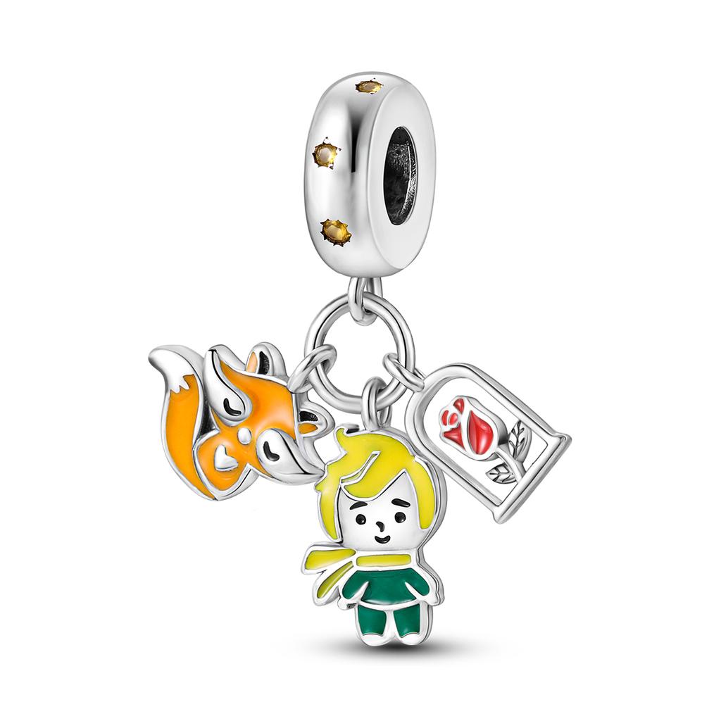 Silver Plated Valentine Love Couple Friendship Sisters Charms Beads for DIY Bracelet Jewelry Making Gift