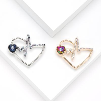 Simple High-End Sense Rhinestone Love Electrocardiogram Brooch Fashion Suit With Jewelry Corsage
