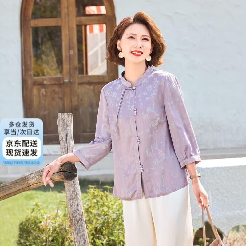 XUEXI Women s Mid-Sleeve Chiffon Blouse 4XL
