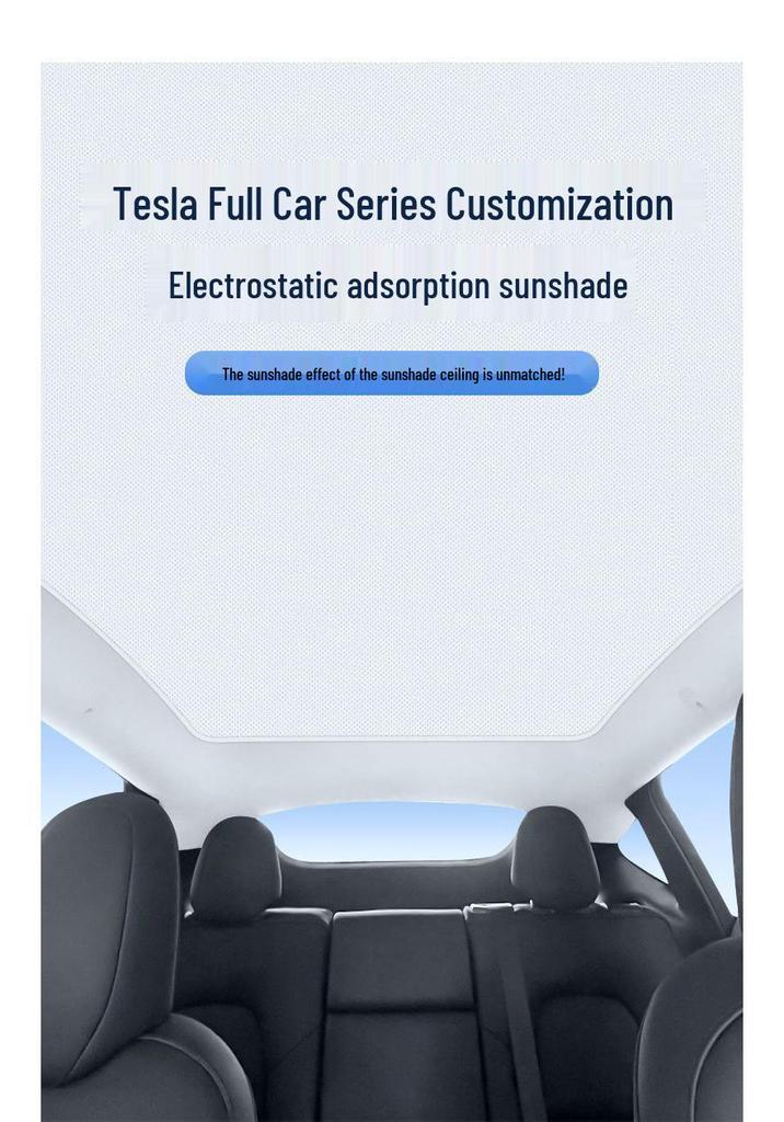 Tesla Model Y/3 S/X Suède Elektrostatisch Zonnescherm Luifel