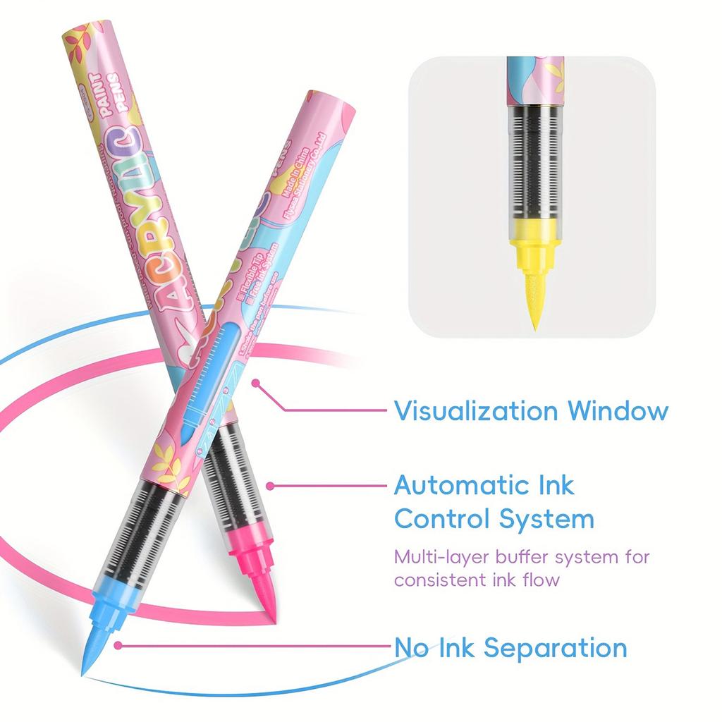 Zestaw markerów akrylowych w kolorach makaroników, na bazie wody, z automatycznym systemem kontroli atramentu, markery artystyczne w pisakach dla dorosłych i dzieci, prezent świąteczny