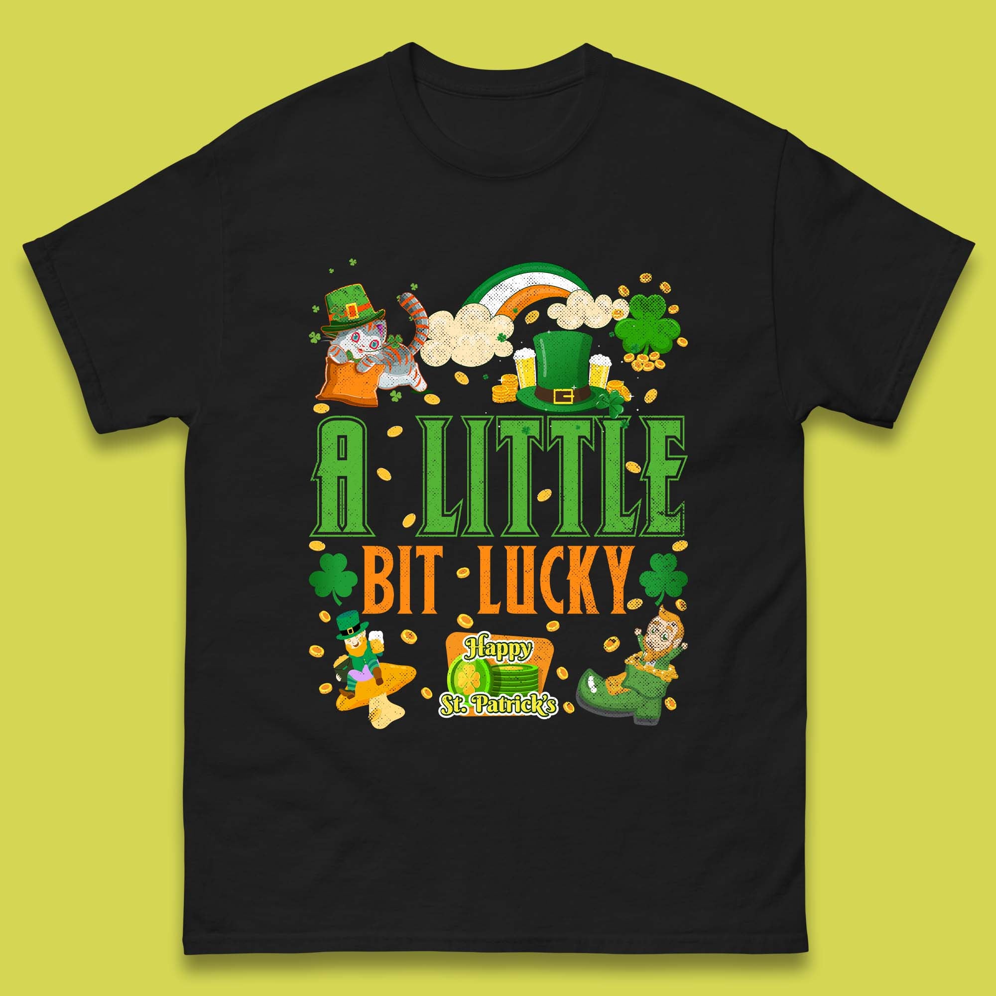 A Little Bit Lucky St. Patrick s Mens T-Shirt Womens Tops Tees L