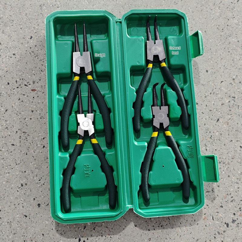 7-дюймовый многофункциональный набор щипцов для стопорных колец: 4-компонентный внутренний и внешний изгиб