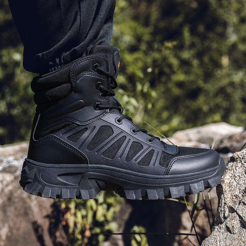 Tactical boots High top medium tube outdoor combat boots Large size field training trekking boots