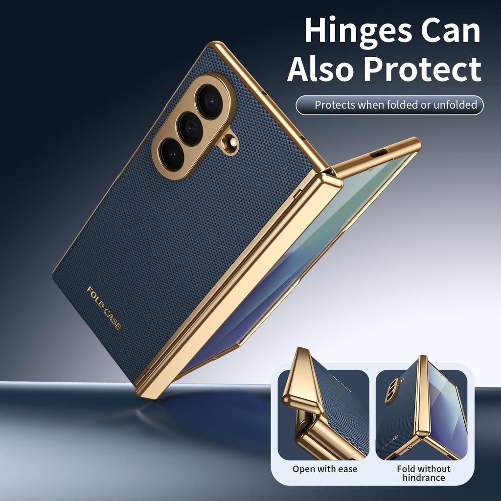 Für Samsung Galaxy Z Fold 7 6 5 4 3 Hülle Luxus Leder Haut Beschichtung Schutz Rückseite Hülle für Samsung Z Fold7 Handyhülle