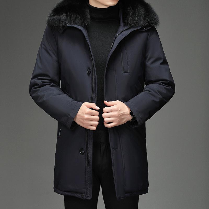 Middle-aged and Elderly Men's New Mid-length Down Jacket for Live-fitting Faces Without Head