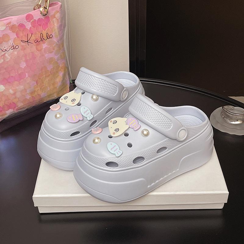 

Индивидуальные нишевые ремешки, туфли с отверстиями, женские летние туфли на небольшом высоком каблуке, крутые шлепанцы, удобные, два способа ношения, дышащие, с закрытым носком. 40 синий