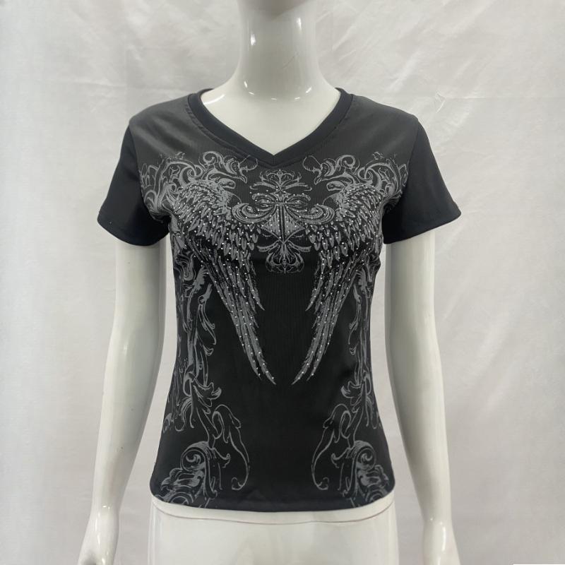 European Women's Y2K Fitted Short Sleeve Print Top T-Shirt Flirty Retro Fashion Women's Clothing