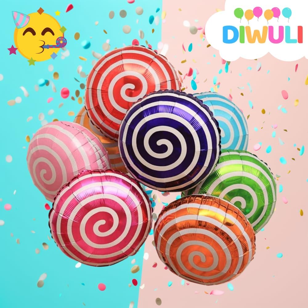 DIWULI Candy Balloons - Candy Decorations, Candy Party Decorations, Candy themed Birthday Decorations, Foil Balloons Kids Birthday Girl Boy, Candy