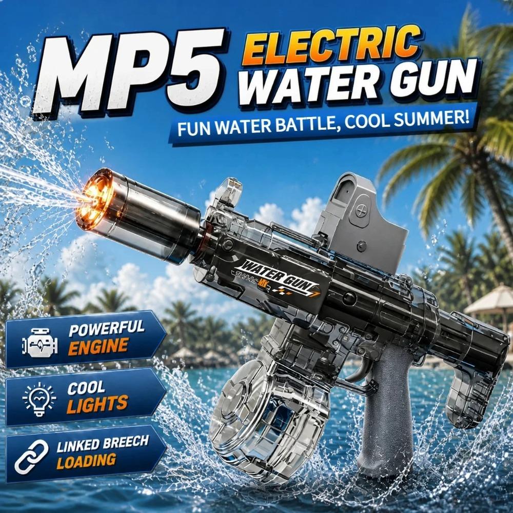 M416 Electric Water Spraying Gun with Flash Fully Automatic Charging High-Speed Continuous Fire Summer Toy Spraying Gun Kid Gift
