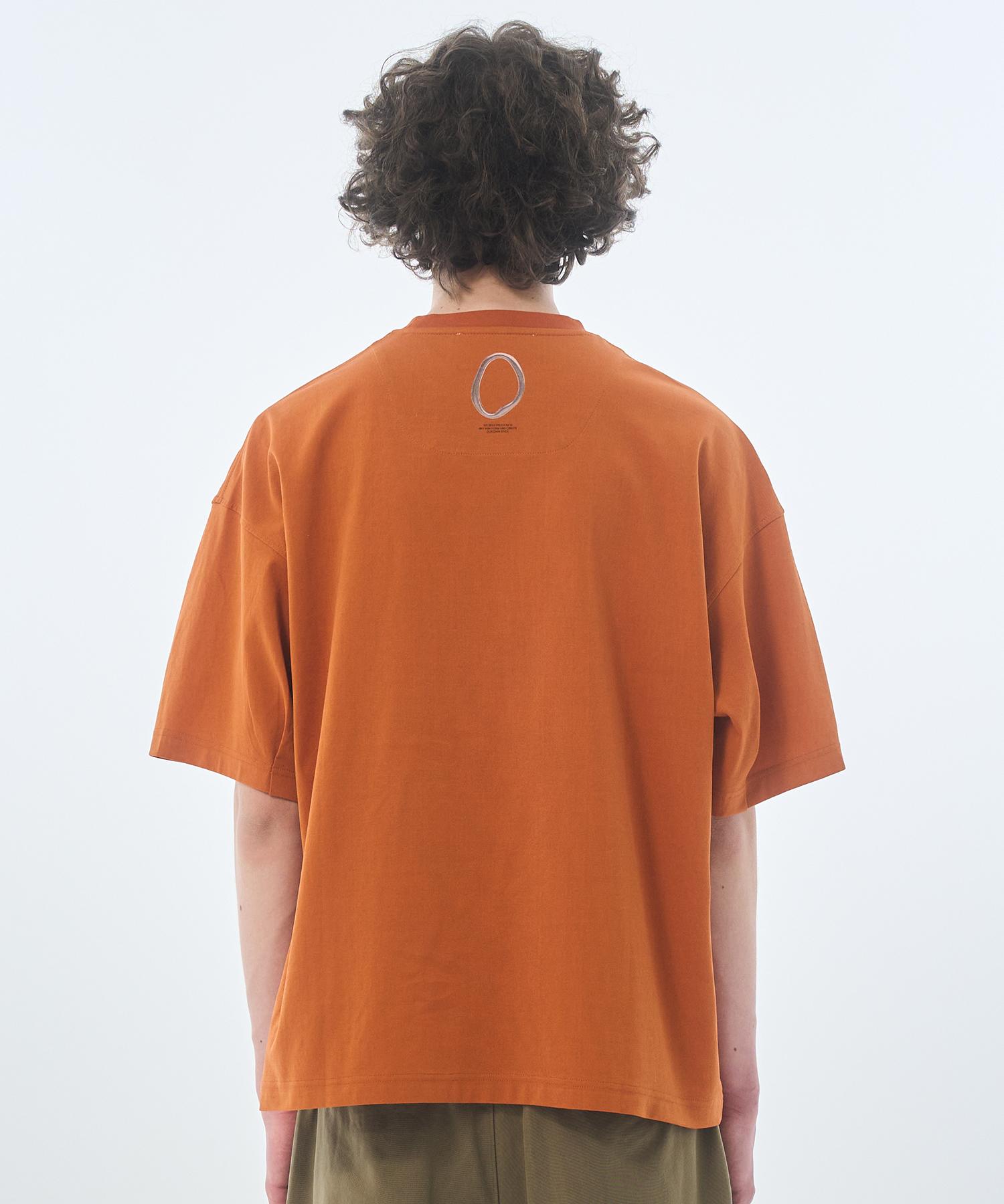 Zensai Logo Pleated T-Shirt Orange L