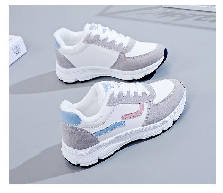 2025 autumn and winter new low-top cotton shoes leather surface piled thickened waterproof thick sole heightening sports dad shoes student shoes