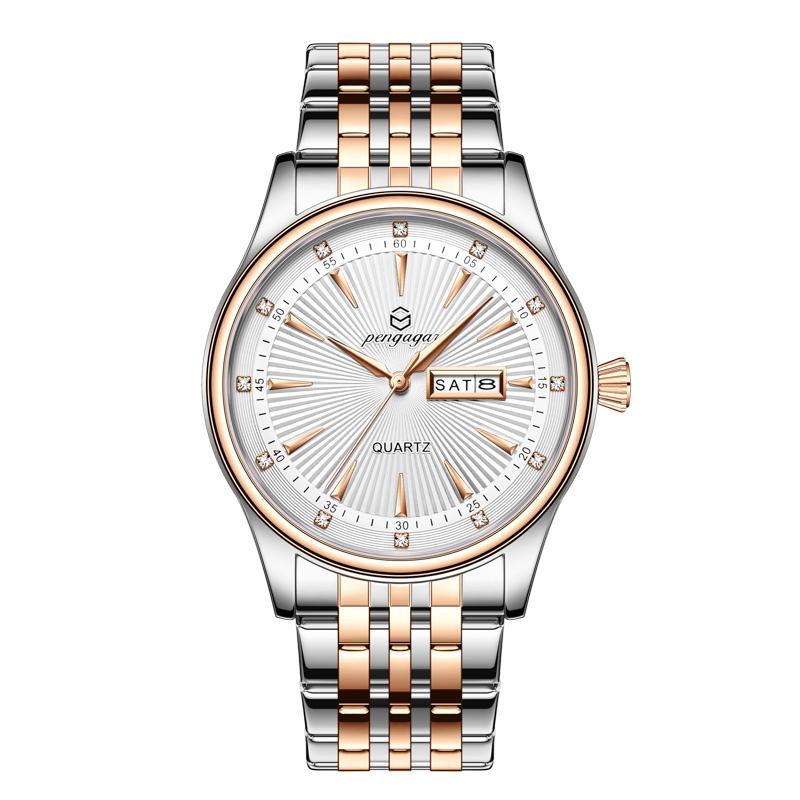 

Quartz Watch Men S High-End Feeling Diamond Inlaid Simple Waterproof Calendar Steel Strip Business Male Fashion Clock Watches Set
