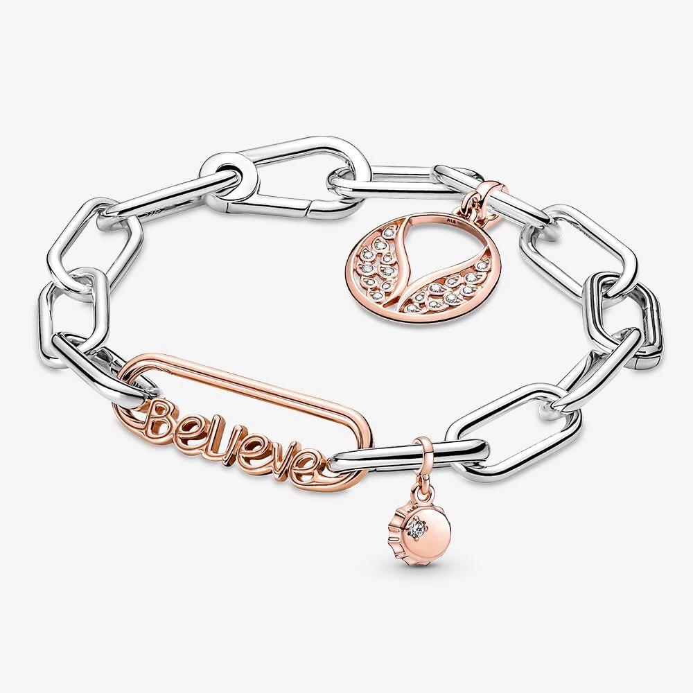 Me Ring S925 Sterling Silber Perle Runder Verbinder Charm Doppelarmreif Passend für Original Me Gliederkette Armband Schmuck