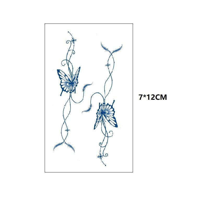 

Маленький узор бабочка морская волна хвост рыбы другая сторона цветок маленький свежий сок травяной имитация грудь вода переводная татуировка наклейка 7*12cm