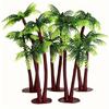 5 Stück Miniatur-Kokospalmen-Set, Simulierte Strand-Sand-Schale Landschaftsmodell, Doppel-Kokospalmen-Pflanzen-Dekorationen, Zubehör-Schmuckstücke