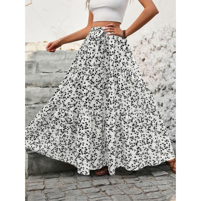 

Женская Мода Повседневная Юбка с Цветочным Принтом Летняя Весенняя XL