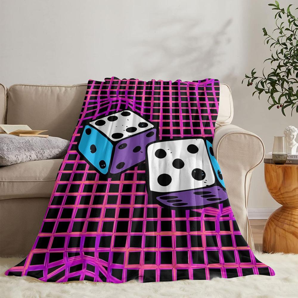 GUOYU Blanket Dice Black BALL Poker Throw Soft Flannel Throw Summer Blanket Lightweight Cozy Nap Blanket For Sofa Bed Travel