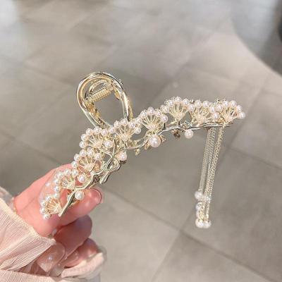 Women's Hair Clip Pearl Fan Tassel Back of Head Butterfly Clips Fashion Hair Accessories Barrette Hair Supplies