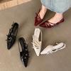 Women's Shoes European & American Style Pointed Toe Slingback Fashion Solid Color Low Heel Closed Toe Sandals Simple Elegant Low CutShoes