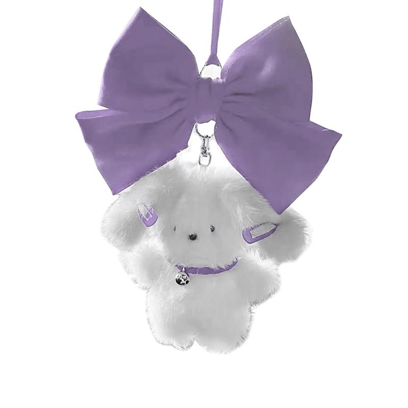 

Hanging PlushBunny Decoration Rear View Mirror Cute Bowknot Rabbit Ornament Car Interior Accessories Decorative Pendant