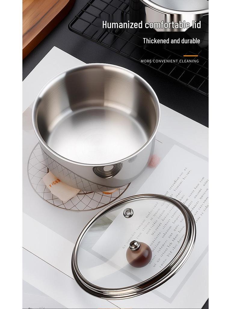 304 Stainless Steel Double-Layer Steamed Egg & Soup Bowl with Lid - Heat Resistant Cooking Pot for Home Use