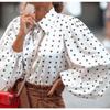 Women S Long Sleeve Loose Fit Polka Dot Lantern Sleeve Shirt
