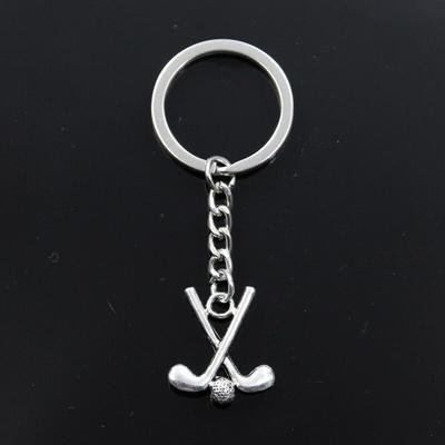 Mode Schlüsselbund 25x22mm Hockey Stick Club Silber Farbe Anhänger DIY Männer Schmuck Auto Schlüssel Kette Ring Halter Souvenir Für Geschenk