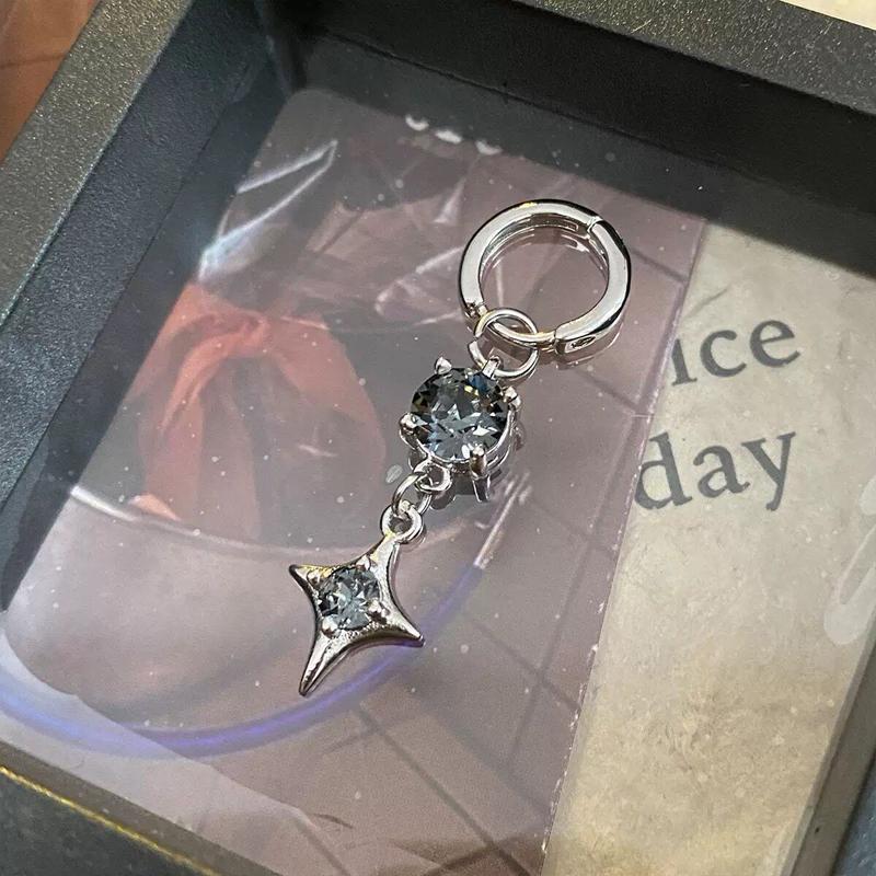 Stainless Steel Rivet Drop Earrings for Women Exquisite Retro Zircon Starburst Hoop Earrings Hip Hop Punk Versatile Jewelry Gift