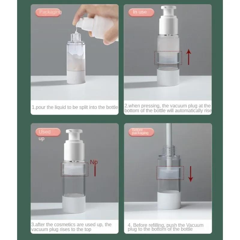 15ml 30ml 50ml Sticle reîncărcabile cu vid fără aer Sticlă cu pulverizare pentru loțiune portabilă goală Sticlă de călătorie Recipient pentru produse de toaletă