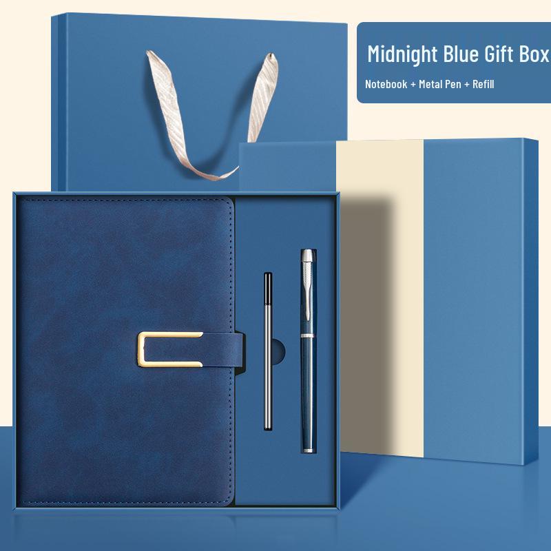 Custom Logo A5 Leather Notebook with Buckle - Thick, Soft, Business Stationery In a Gift Box Souvenir