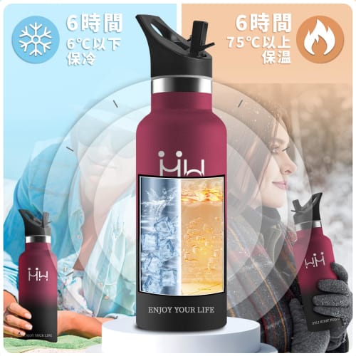 750ml Stainless Steel Water Bottle with Straw, Super Thermal Insulation, Seamless Design, Large Capacity, Lightweight, Easy to Clean, Bicycle, Coffee,